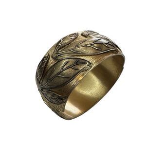 Vintage Whiting & Davis Hinged Leaf Gold Toned Cuff